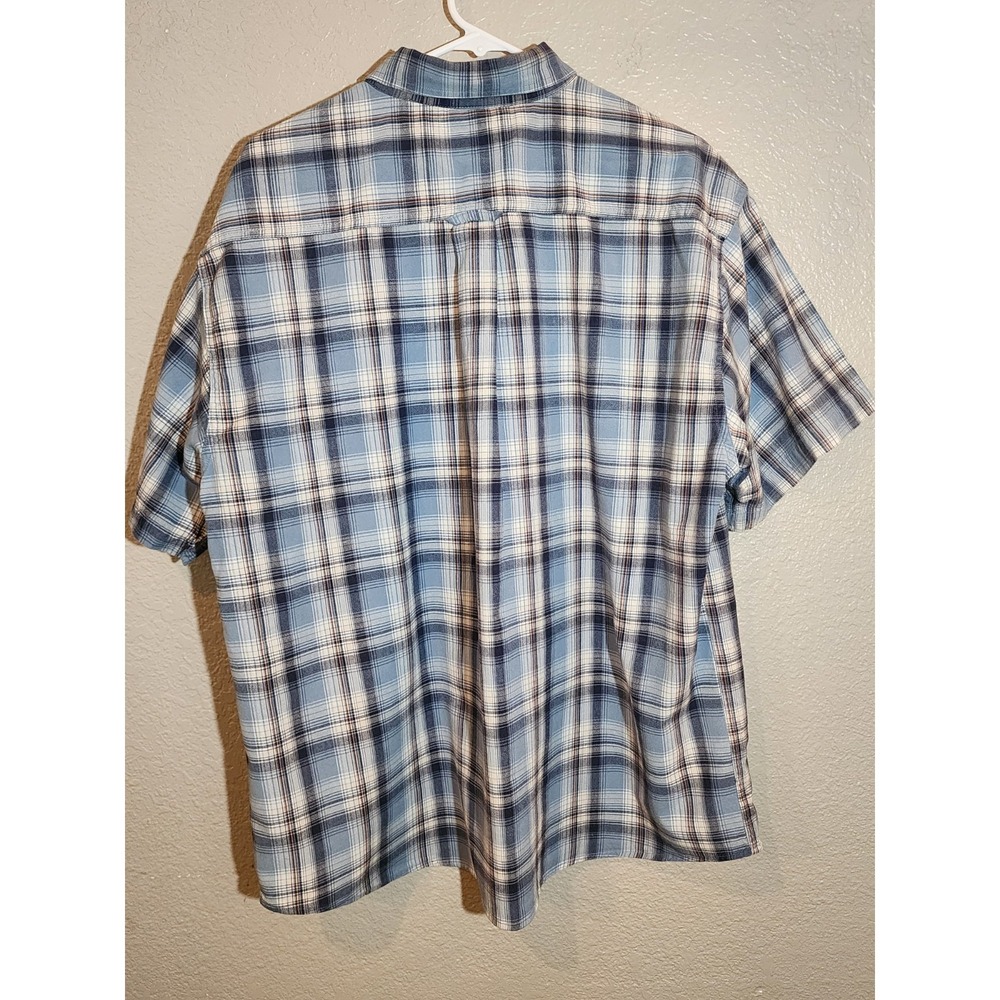 Bit & Bridle Men's Short Sleeve Shirt Size XL Blue Plaid Button Up Western Wear - Picture 3 of 6